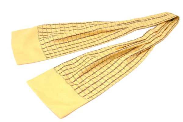 Authentic HERMES Ascot Tie Necktie Belt Pattern Silk Yellow J5577 Hot on Sale