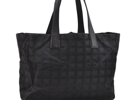 Authentic CHANEL New Travel Line Shoulder Tote Bag Nylon Leather Black 2961E Online now