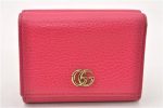 Authentic GUCCI Petite Mormont Compact Wallet Leather 474746 Pink Box 6359F Fashion