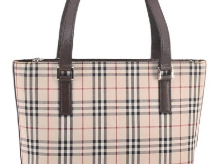 Authentic BURBERRY Nova Check Shoulder Tote Bag Purse Canvas Leather Brown 0615F Hot on Sale