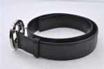 Authentic GUCCI Guccissima Belt GG Leather Size 80cm 31.5  114876 Black 7222E Online now