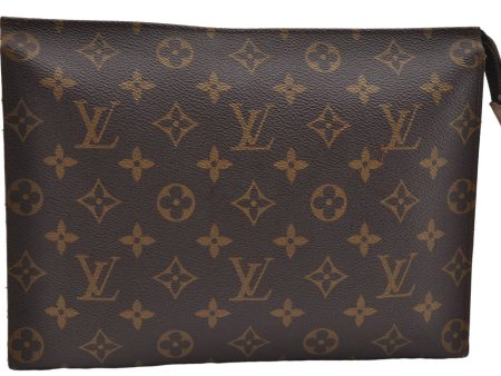 Auth Louis Vuitton Monogram Poche Toilette 26 Cosmetics Pouch Old Model LV 3427E For Sale