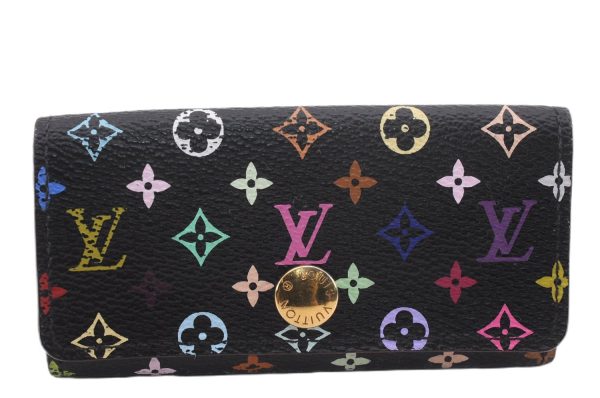 Auth Louis Vuitton Monogram Multicolor Multicles 4 Key Case M93732 Black 0355F Fashion