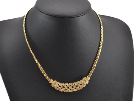 Authentic Christian Dior Gold Tone Rhinestone Chain Pendant Necklace CD 1376G Discount