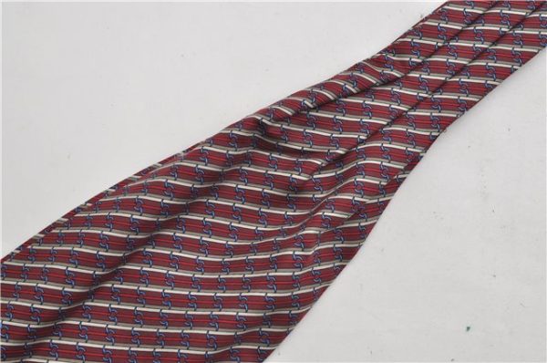 Authentic HERMES Ascot Tie Necktie Chain Pattern Silk Purple Box 2989E Online Hot Sale