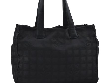 Authentic CHANEL New Travel Line Shoulder Tote Bag Nylon Leather Black 2967E Online now