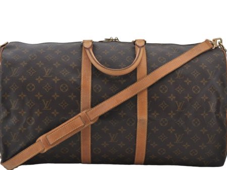 Authentic Louis Vuitton Monogram Keepall Bandouliere 55 M41414 Boston Bag 7436E on Sale