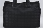 Authentic CHANEL New Travel Line Shoulder Tote Bag Nylon Leather Black 2967E Online now