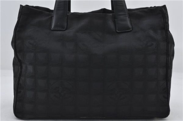 Authentic CHANEL New Travel Line Shoulder Tote Bag Nylon Leather Black 2967E Online now