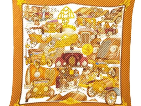 Authentic HERMES Pleats Scarf  AUTOMOBILE  Silk Brown Box 0160E Online Hot Sale