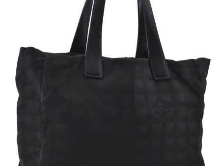 Authentic CHANEL New Travel Line Shoulder Tote Bag Nylon Leather Black 2983E Cheap