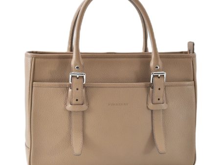 Authentic BURBERRY Vintage Leather Shoulder Tote Bag Beige J8130 Fashion