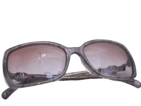 Authentic CHANEL Sunglasses Check Pattern CoCo Mark Plastic Gray 8784E Discount