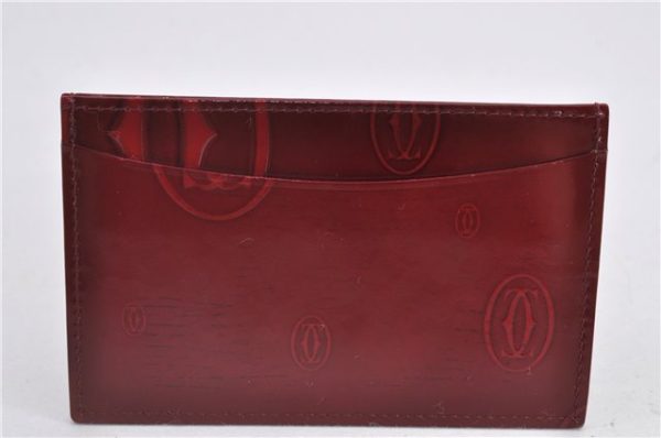 Authentic Cartier Must de Cartier Card Case Purse Enamel Bordeaux Red 1472F Discount