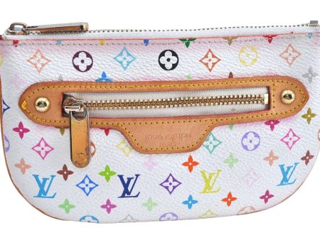 Auth Louis Vuitton Monogram Multicolor Pochette MM Coin Purse M60028 White 0335G For Discount