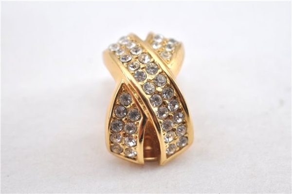 Authentic Christian Dior Rhinestone Clip-On Earrings Gold Plating CD 1380G Discount