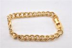 Authentic GIVENCHY Vintage Rhinestone Chain Bracelet Gold Tone 1304G For Sale