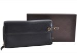 Authentic GUCCI Interlocking G Long Wallet Purse Leather 449397 Black Box 1491F Fashion