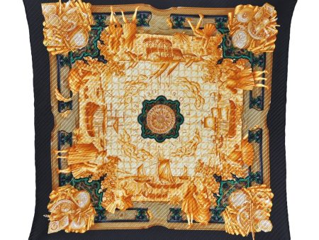 Authentic HERMES Pleats Scarf  AZVL EJOS  Silk Black Box 7671E Hot on Sale