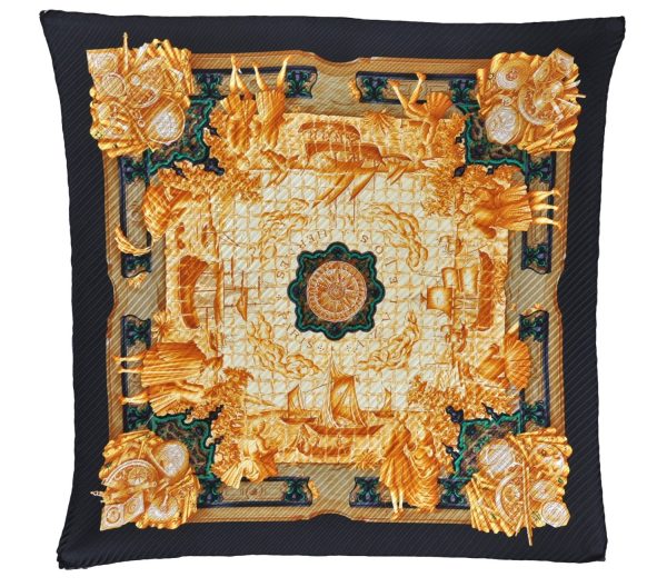 Authentic HERMES Pleats Scarf  AZVL EJOS  Silk Black Box 7671E Hot on Sale