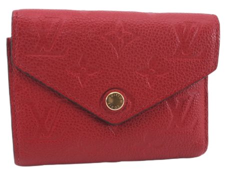 Auth Louis Vuitton Monogram Empreinte Portefeuille Victorine Wallet Red LV 0362F Hot on Sale