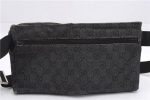 Authentic GUCCI Vintage Waist Body Bag Purse GG Canvas Leather 28566 Black 7481E on Sale