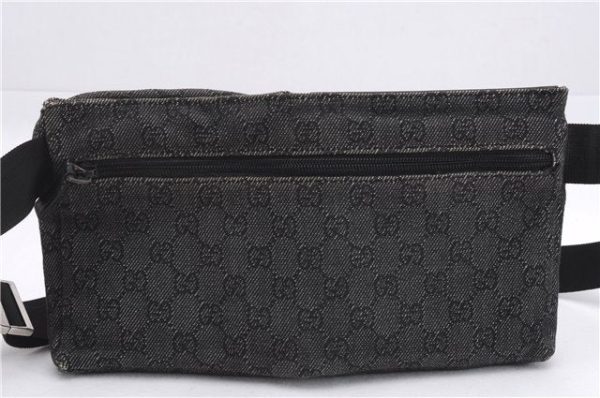 Authentic GUCCI Vintage Waist Body Bag Purse GG Canvas Leather 28566 Black 7481E on Sale