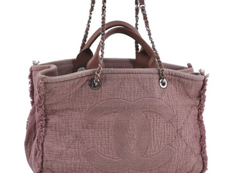 Authentic CHANEL CC Logo Chain Shoulder Tote Bag Canvas Leather Pink J4590 For Cheap