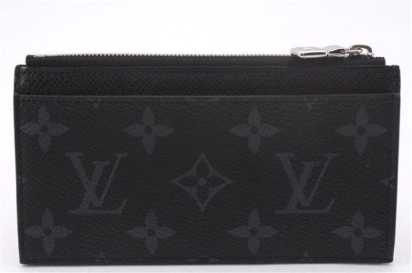 Auth Louis Vuitton Monogram Eclipse Taiga Coin Card Holder Case M30271 LV 0233F For Sale