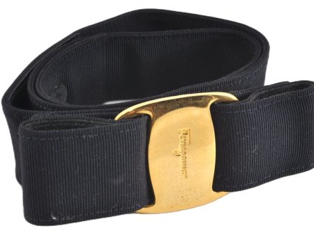 Authentic Salvatore Ferragamo Vara Nylon Leather Belt 24-28.7  Navy Blue 0839G Fashion