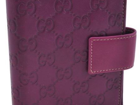 Authentic GUCCI Guccissima Agenda Notebook Cover GG Leather 115240 Purple 7171E Hot on Sale