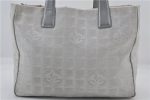 Authentic CHANEL New Travel Line Shoulder Tote Bag Nylon Leather Silver 2962E Online now