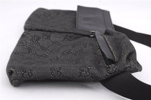 Authentic GUCCI Vintage Waist Body Bag Purse GG Canvas Leather 28566 Black 7481E on Sale