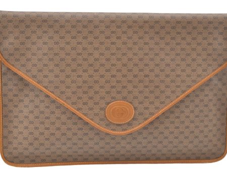 Authentic GUCCI Micro GG PVC Leather Documents Case Purse Brown J2662 Online