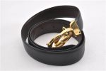 Authentic GUCCI Interlocking G Vintage Belt Leather 32.7-34.6  Black Brown 1710G Online