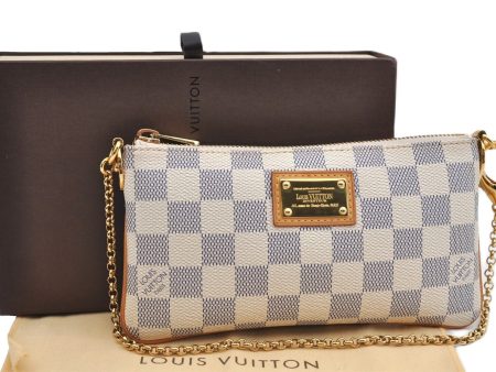 Auth Louis Vuitton Damier Azur Pochette Mira MM Accessory Pouch N60027 Box 9373E Supply