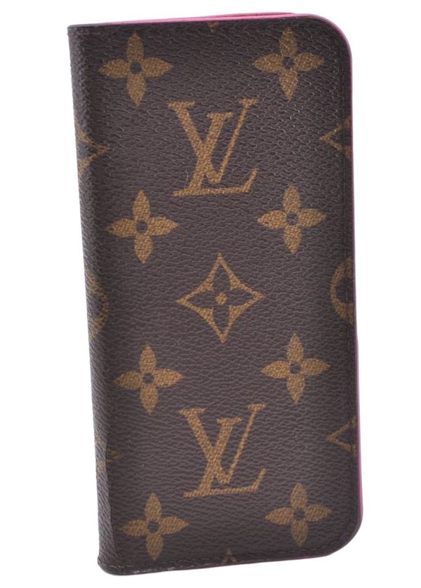 Authentic Louis Vuitton Monogram Folio Iphone 7 8 Case Pink M61906 LV 1079E Supply