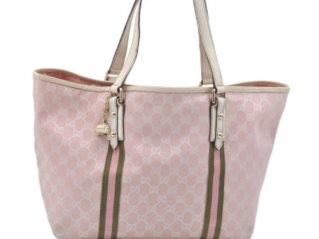 Auth GUCCI Sherry Line Shoulder Tote Bag GG Canvas Leather 139260 Pink J8191 Sale