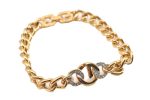 Authentic GIVENCHY Vintage Rhinestone Chain Bracelet Gold Tone 1304G For Sale