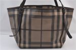 Authentic BURBERRY Vintage Check Shoulder Tote Bag PVC Leather Brown 2557F For Discount