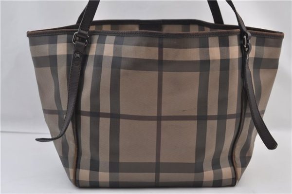 Authentic BURBERRY Vintage Check Shoulder Tote Bag PVC Leather Brown 2557F For Discount