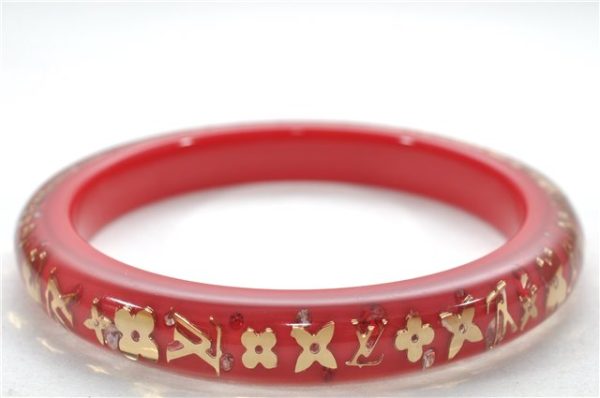 Authentic Louis Vuitton Uncle John TPM Bangle Bracelet Red LV 9611E For Cheap