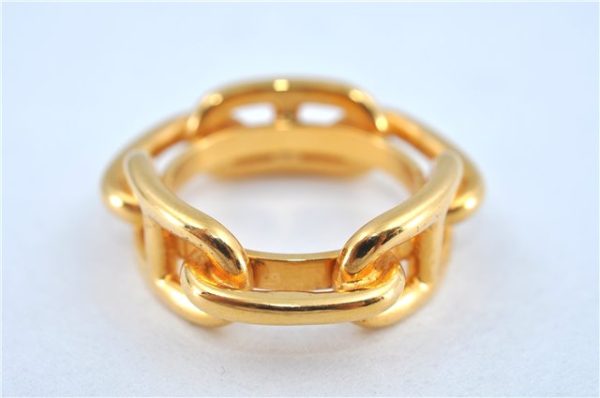 Authentic HERMES Scarf Ring Circle Design Gold Tone J7493 Online Hot Sale