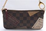 Authentic Louis Vuitton Damier Pochette Mira MM Accessory Pouch N63080 LV 2594E For Sale