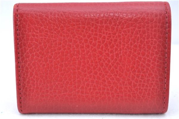 Authentic GUCCI GG Marmont Double G Trifold Wallet Leather 523277 Red J7726 Online Sale