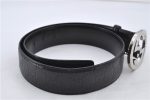 Authentic GUCCI Guccissima Belt GG Leather Size 80cm 31.5  114876 Black 7222E Online now