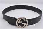 Authentic GUCCI Interlocking G Belt Leather Size 90cm 35.4  114876 Black 7160E For Sale