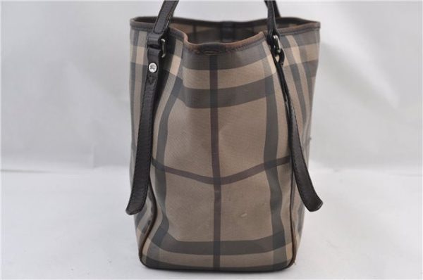 Authentic BURBERRY Vintage Check Shoulder Tote Bag PVC Leather Brown 2557F For Discount