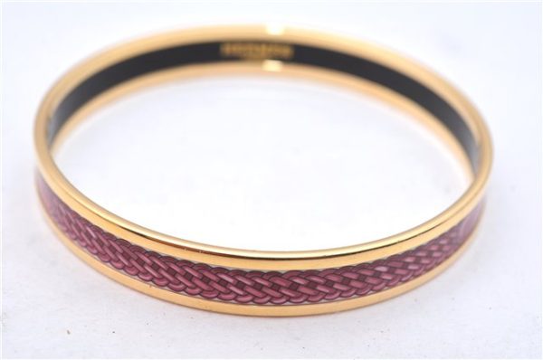 Authentic HERMES Email PM Bangle Belt Motif Gold Red Box 8146E Cheap