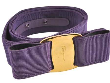 Authentic Salvatore Ferragamo Vara Nylon Leather Belt 28-32.7  Purple 0837G Fashion